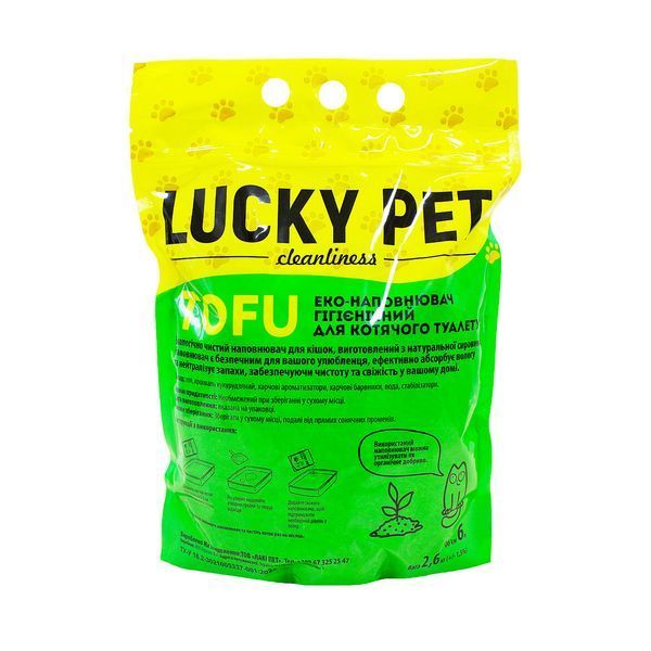 Lucky Pet Наповнювач з Тофу для котячого туалету, аромат зелений чай, 6 л 193079 фото