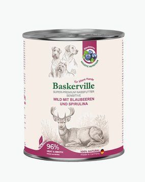 Baskerville Оленина з чорницею та спіруліною повнораціонний вологий корм суперпреміум класу для собак з чутливим травленням та літніх собак, 800 г 21587 фото