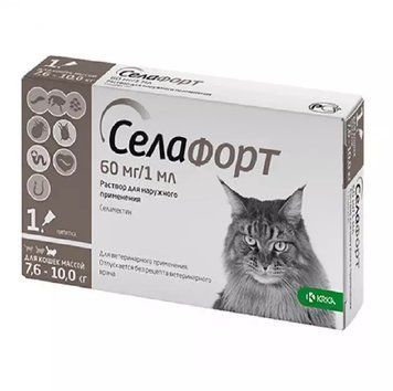 Селафорт коти 7,6-10 кг 60мг/1мл №1 спот-он, 1 шт/уп 150865 фото