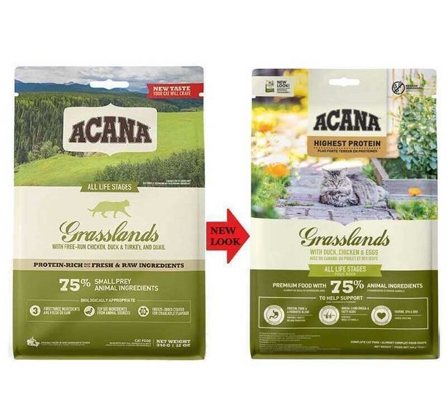 Acana Grasslands for Cat Сухий корм з м'ясом качки, курчати, індички і білої риби для кошенят і котів, уп. 340 г a64234 фото