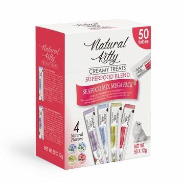 Natural Kitty Creamy Treat Mega Pack Набір крем-снеків для котів на рибній основі, 50 шт.х12 г (4 смаки) SNK231101 фото