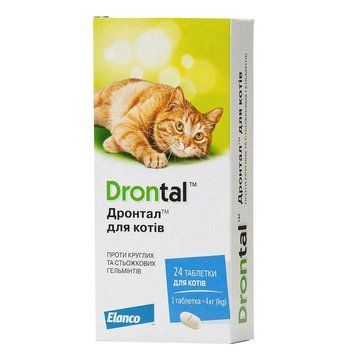 Elanco Bayer Drontal Таблетки для котів Дронтал (уп 3 бліс. по 8 таб., 24 таб.), 1 таб. 84504905 фото