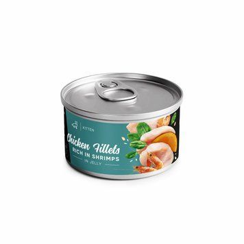 Savory Chicken Fillets rich in Shrimps in Jelly for Kittens Корм вологий філе курки з креветками в желе для кошенят, 70 г 20963 фото