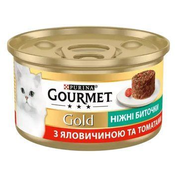 Purina Gourmet Gold Гурме Голд З яловичиною та томатами. Ніжні биточки 85г 7613035442474 фото