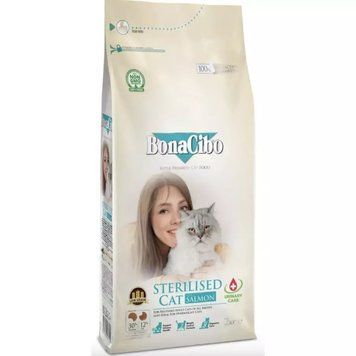 BonaCibo Adult Cat Sterilised Salmon сухий корм для стерилізованих котів з лососем, уп. 2 кг BC407035 фото