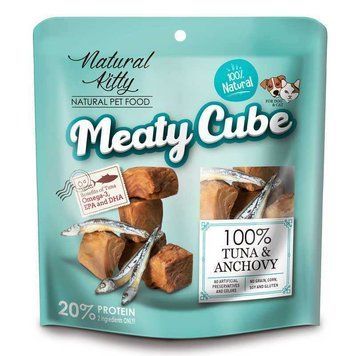 Natural Kitty Meaty Cube 100% Tuna and Anchovyласощі для котів та собак у вигляді кубиків, Тунець та Анчоуси, 60 г SNK21007 фото