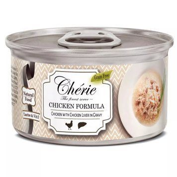 Cherie 80g Signature Gravy Shredded Chicken with Chicken Liver Entreesin Gravy, вологий корм для котів зі шматочками м'яса Курки та Курячої Печінки в соусі CHS19002 фото