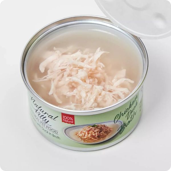 Natural Kitty Broth Series Chicken with Duck in broth Курка з качкою в бульйоні, вологий додатковий корм для котів, 80 г CHT20032 фото
