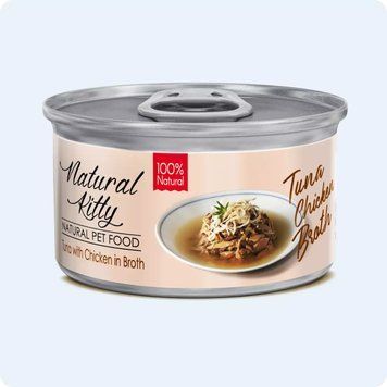 Natural Kitty Broth Series Tuna with Chiken in broth Тунець із Куркою в бульйоні, вологий додатковий корм для котів, 80 г CHT21046 фото
