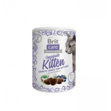 Brit Care Cat Snack Superfruits Kitten Ласощі для кошенят від 6 тижнів з куркою кокосом та чорницею 100 г 111268 фото