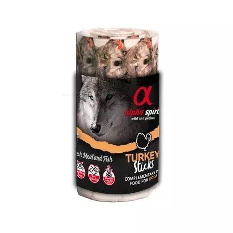 Alpha Spirit DOG Sticks Turkey напіввологі ласощі палички для собак усіх порід, зі смаком індички 40 г, (4 шт в бістері) 1 шт as5102405 фото