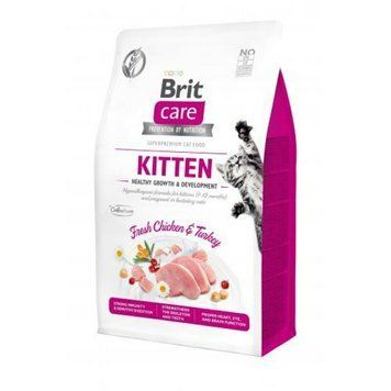 Brit Care Cat Grain-Free Kitten Healthy Growth And Development Сухий беззерновий корм з індичкою і куркою для кошенят, для здорового росту та розвитку, уп. 2 кг 171278/0679 фото