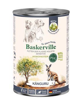 Baskerville Пребіо Кенгуру з грушею повнораціонний вологий корм класу холістик для собак з чутливим травленням та літніх собак, 400 г 1004211 фото
