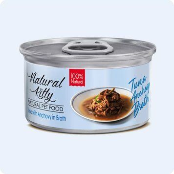 Natural Kitty Broth Series Tuna with Anchovy in broth Тунець з анчоусами у бульйоні, вологий додатковий корм для котів, 80 г CHT20035 фото