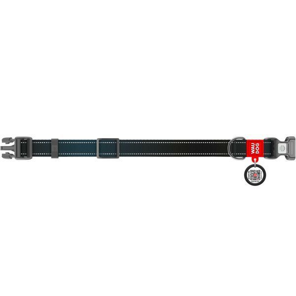 Collar WAUDOG Nylon Mono QR-паспорт нашийник для собак нейлоновий світловідбивний, пластиковий фастекс, S, Ш 15мм, Дов 25-35см чорний 52091 фото