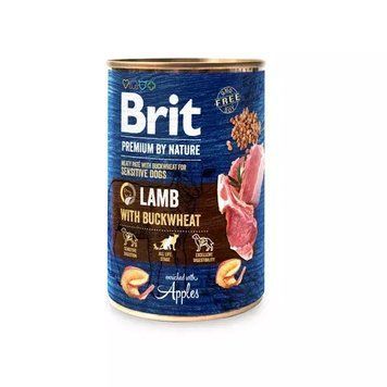 Brit Premium by Nature k Корм вологий консерви для собак з ягням та гречкою 400 г 100414/8614 фото