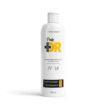 Dr.Pets Шампунь з хлоргексидином та кетоконазолом, антибактеріальний, для собак та котів, 150 мл 8001 фото