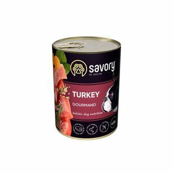 Savory Dog Gourmand Turkey Корм вологий паштет для дорослих собак усіх порід з індичкою 400 г 30518 фото