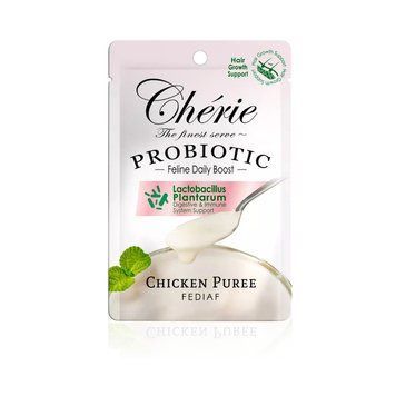 Cherie Creamy Care Chicken Puree Hair Growth, Пюре з курки (для підтримки росту шерсті). Повноцінний корм з пробіотиком для дорослих котів, 40 г 05161 фото