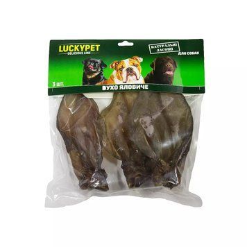 Lucky Pet Вухо яловиче, ласощі для собак, 3 шт в уп. 210605 фото